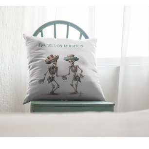 Coussin Dia de los Muertos dansant squelettes personnalisa