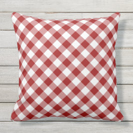 Coussin Diagonale rouge et blanc vérifiée