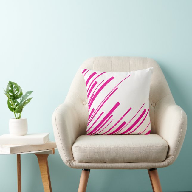 Coussin Diagonales en Magenta et Blanc (Chaise)