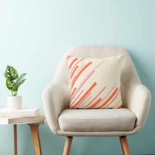 Coussin Diagonales - rose, orange et crème