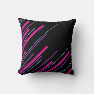 Coussin Diagonales - rose, violet, bleu et noir
