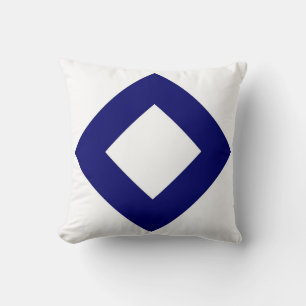 Coussin Diamant blanc, Bordure bleu gras