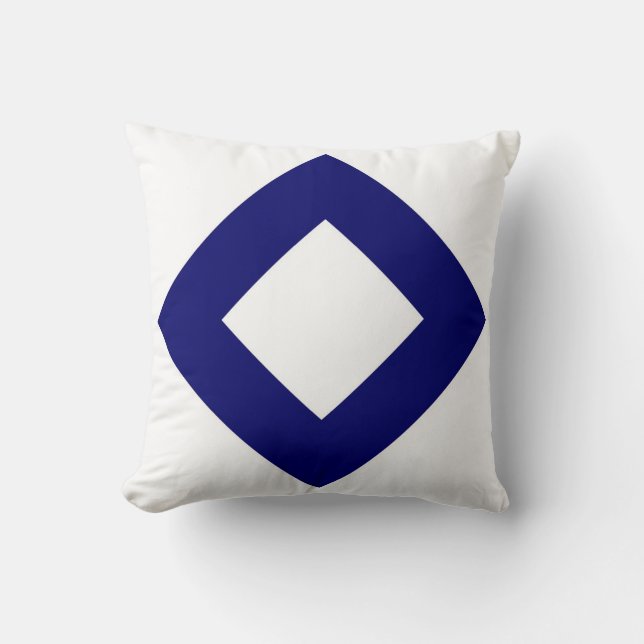 Coussin Diamant blanc, Bordure bleu gras (Recto)