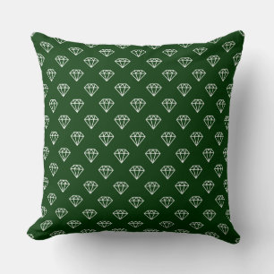 Coussin Diamant - Blanc sur la forêt foncée Vert