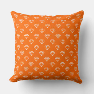 Coussin Diamant - Blanc sur orange