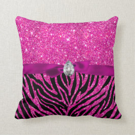 Coussin Diamant de ruban de motif de zèbre de parties