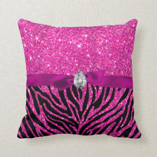 Coussin Diamant de ruban de motif de zèbre de parties