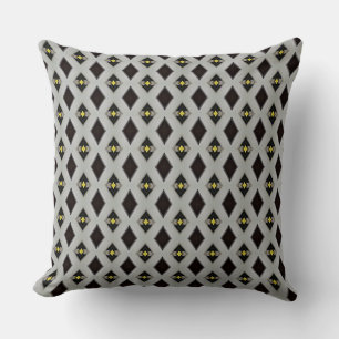 Coussin Diamant noir et gris spiral de l'étoile jaune