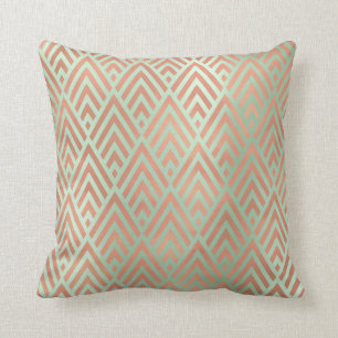Coussin Diamant rose vert de menthe de la géométrie de