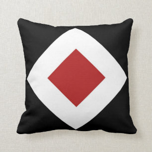 Coussin Diamant rouge, frontière blanche audacieuse sur le