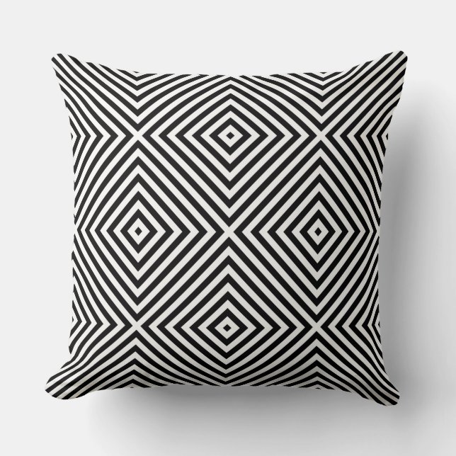 Coussin Diamant testé noir et blanc élégant (Recto)