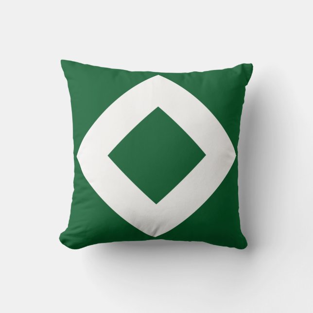 Coussin Diamant Vert, Bordure Blanche Gras (Recto)