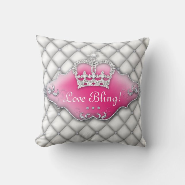 Coussin Diamants BW de princesse Crown Pillow Tufted Satin (Recto)