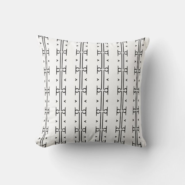 Coussin Diamants chics, Carré & Grilles en noir et blanc (Recto)