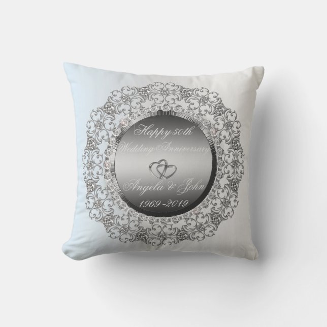 Coussin Diamants de Coeurs d'argent 50e anniversaire Maria (Recto)