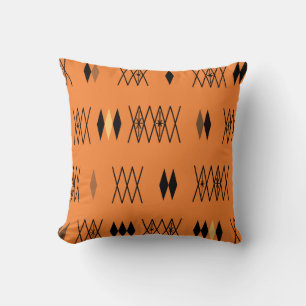 Coussin Diamants de l'ère atomique rétro Motif Orange