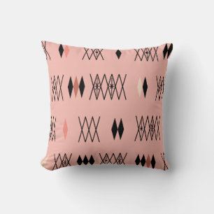 Coussin Diamants de l'ère atomique rétro Motif rose