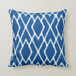 Coussin Diamants d'Ikat - bleu et blanc de cobalt