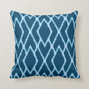 Coussin Diamants d'Ikat - Nuances de bleu denim