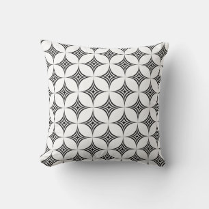 Coussin Diamants élégants et stylés en noir et blanc