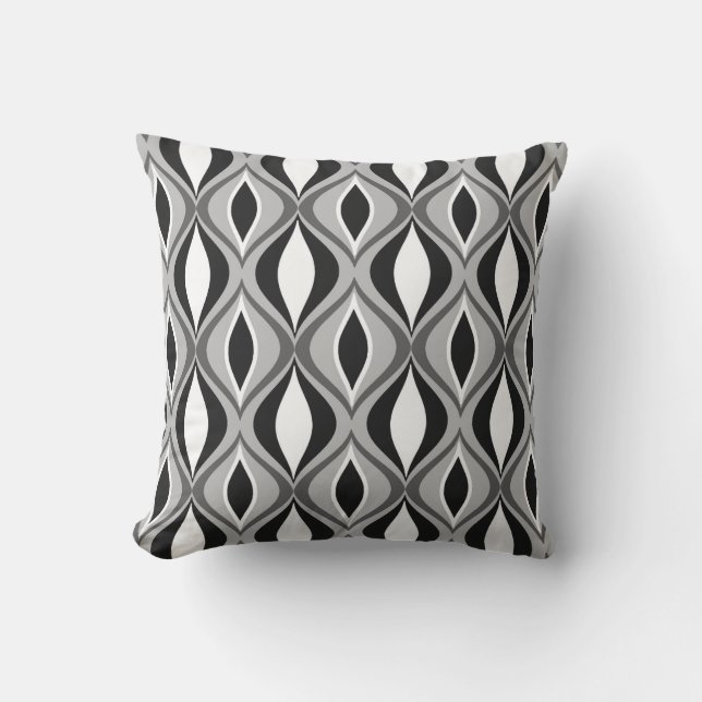 Coussin Diamants modernes du milieu du siècle, noir, blanc (Recto)