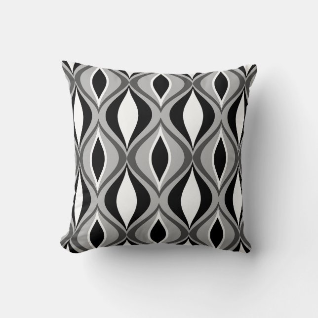 Coussin Diamants modernes, noir, blanc et gris de la (Recto)