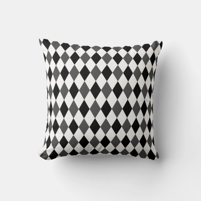 Coussin Diamants noirs, gris et blancs Lancer l'oreiller (Recto)