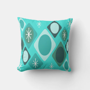 Coussin Diamants Ovales Starbursts Turquoise
