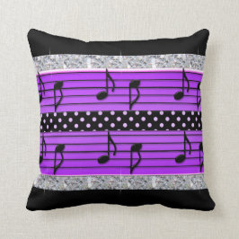 Coussin Diamants pourpres et noirs de point de polka et