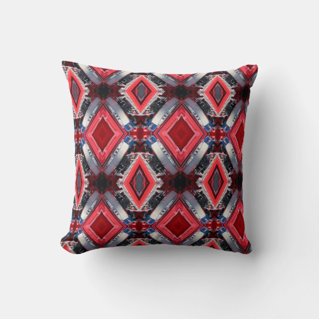 Coussin Diamants rouges abstraits (Recto)