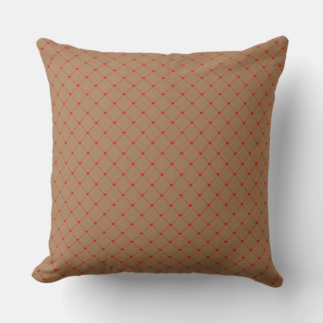 Coussin Diamond Shaped Red Heart & Line Art (Recto)