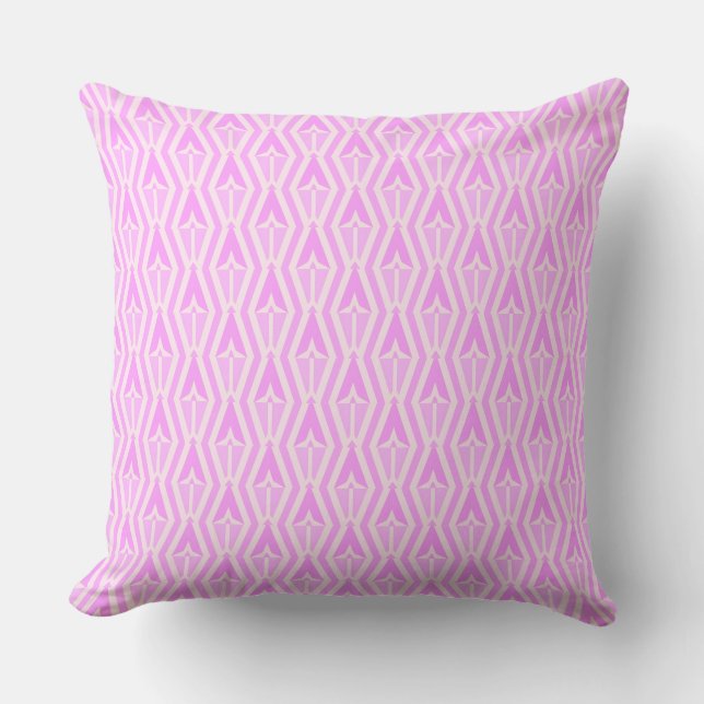 Coussin Diamonds & Arrows Pink and White Throw Pillow  (Recto)
