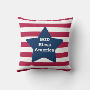 Coussin Dieu Béni L'Amérique Rouge Blanc Et Bleu