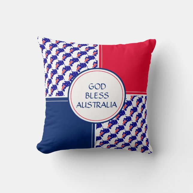 Coussin DIEU BÉNISSE AUSTRALIE Drapeau patriotique austral (Recto)