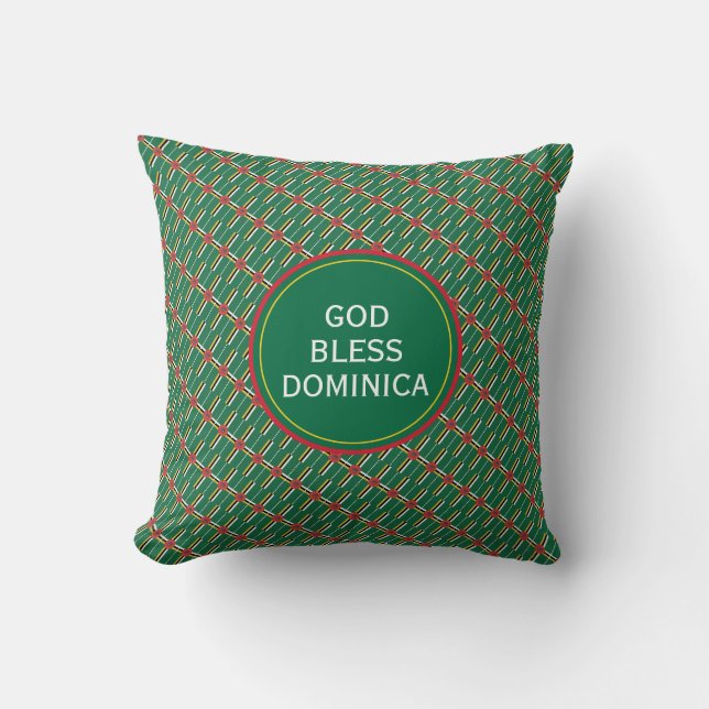 Coussin DIEU BÉNISSE DOMINICA Inspiré Drapeau dominicain (Recto)