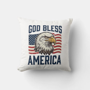 Coussin Dieu bénisse l'Amérique Aigle Patriote Vector Desi