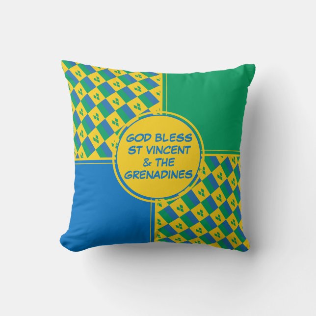 Coussin DIEU BÉNISSE ST VINCENT Drapeau Patriotique (Recto)