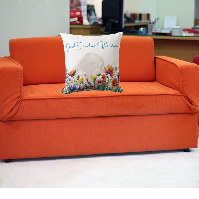 Coussin - Dieu Crée Des Merveilles - Foi Florale Lance Ore (Créateur téléchargé)