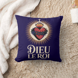 Coussin Dieu Le Roi Monarchiste Catholique Sacré-Cœur