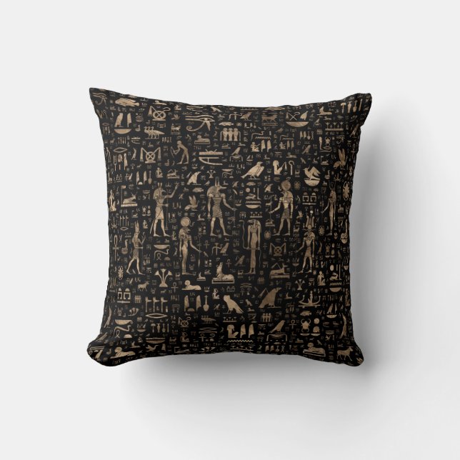 Coussin Dieux et hiéroglyphes égyptiens antiques (Recto)