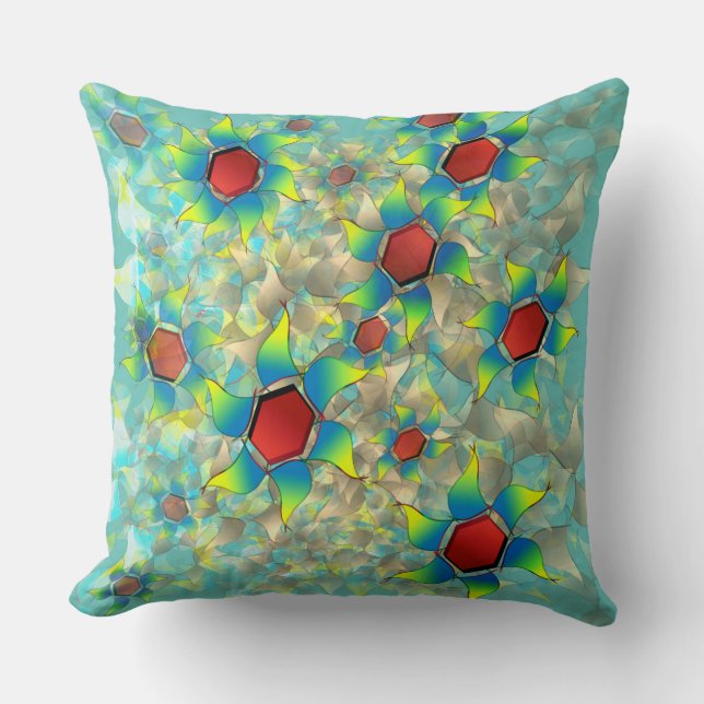 Coussin Différentes fleurs virtuelles, pétales bleutés sur (Recto)