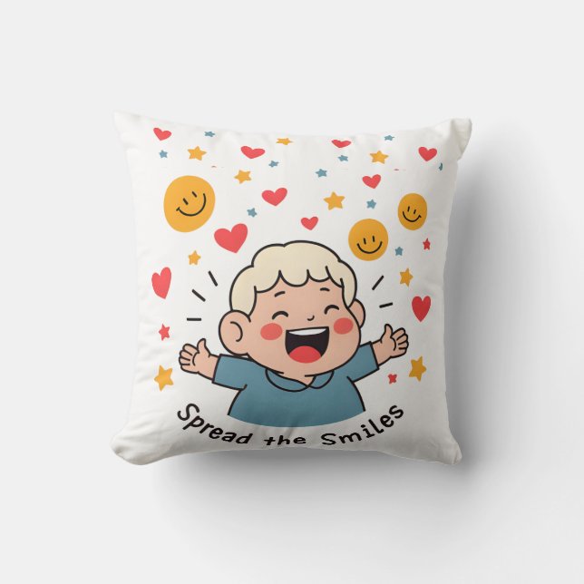 Coussin Diffuser les sourires - Caricature de Doodle migno (Recto)