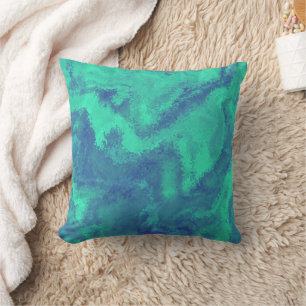 Coussin Diffusion Abstraite bleue verte