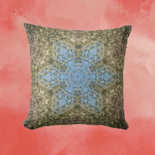 Coussin Digital Mandala jaune et bleu