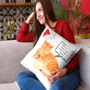 Coussin Dilemma Tigre et Lapin Drôle - Belle Comique Anima