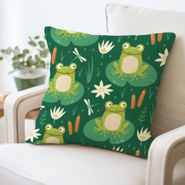 Coussin d'illustration de grenouille mignonne et l (Créateur téléchargé)