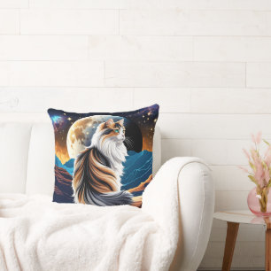 Coussin Dilute Calico Chat et Lune du désert