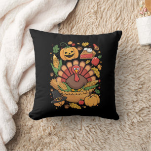 Coussin Dinde de Thanksgiving Tarte Reconnaissante Famille