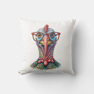 Coussin Dinde drôle en lunettes dessin animé amusant