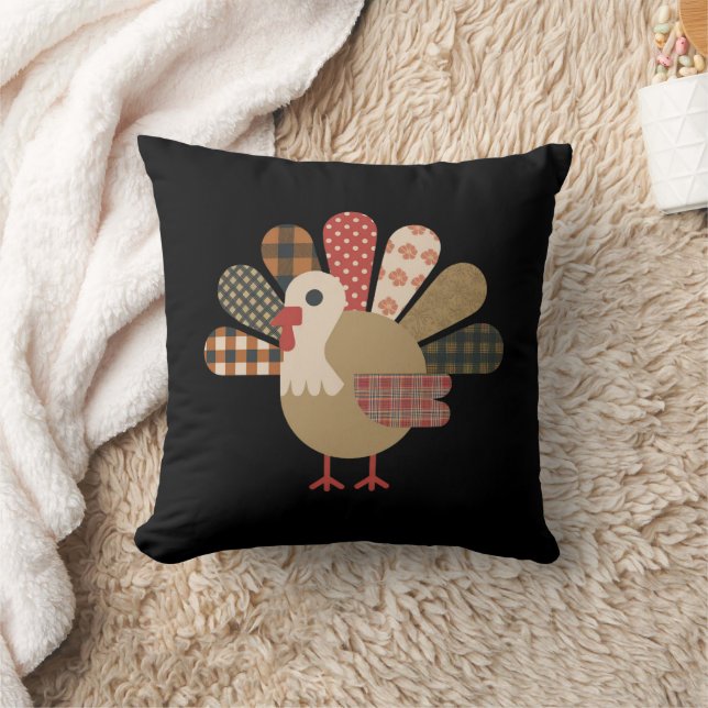 Coussin Dinde patchwork matelassé automnal de Thanksgiving (Couverture)